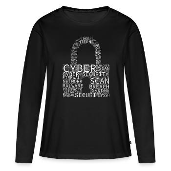 Cybersécurité Wordcloud Cadenas - T-shirt manches longues Premium bio Femme - noir - Devant - Julia (174cm)