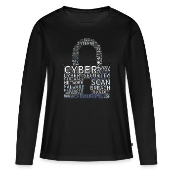 Cybersécurité Wordcloud Cadenas - T-shirt manches longues Premium bio Femme - noir - Devant - Julia (174cm)