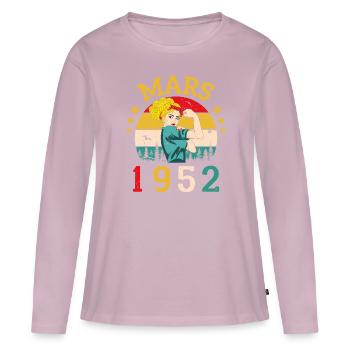 Mars 1952 Anniversaire Idée Cadeau Vintage 1952 - T-shirt manches longues Premium bio Femme - rose poudré - Devant - Julia (174cm)