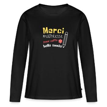 Merci maîtresse - T-shirt manches longues Premium bio Femme - noir - Devant - Julia (174cm)