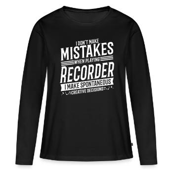 Recorder Player Musical Instrument Recorder - Women's Premium Organic Long Sleeve Shirt - black - Front - Julia (174cm)