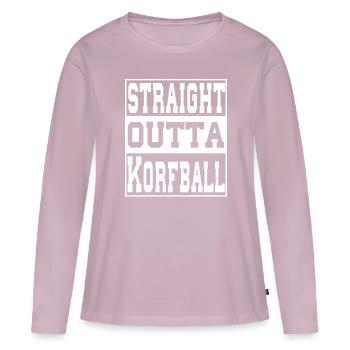 Korfball dit drôle - T-shirt manches longues Premium bio Femme - rose poudré - Devant - Julia (174cm)