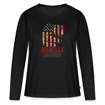 Patriotique Isabelle Dinosaure Isabellesaurus - T-shirt manches longues Premium bio Femme - noir - Devant - Julia (174cm)