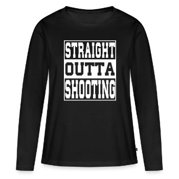 Shooting Spruch lustig - Frauen Premium Bio Langarmshirt - Schwarz - Vorne - Julia (174cm)