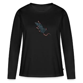 Amateurs de rats - rat grimpant - T-shirt manches longues Premium bio Femme - noir - Devant - Julia (174cm)
