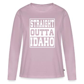 Idaho disant drôle Idaho Cadeau - T-shirt manches longues Premium bio Femme - rose poudré - Devant - Julia (174cm)