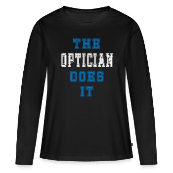 L’opticien le fait Opticien Cadeau - T-shirt manches longues Premium bio Femme - noir - Devant - Julia (174cm)
