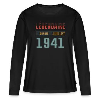 Légendaire Depuis Juillet 1941 Anniversaire Cadeau - T-shirt manches longues Premium bio Femme - noir - Devant - Julia (174cm)