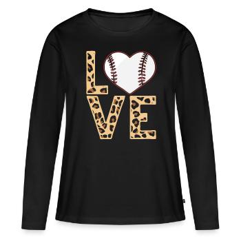 Leopard Baseball Theme Women Baseball - Women's Premium Organic Long Sleeve Shirt - black - Front - Julia (174cm)