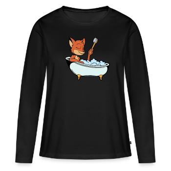 Fox prend un bain dans la baignoire - T-shirt manches longues Premium bio Femme - noir - Devant - Julia (174cm)