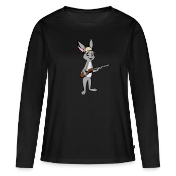 Rabbit with Rifle - Hunter - Women's Premium Organic Long Sleeve Shirt - black - Front - Julia (174cm)