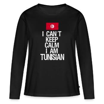 Je n’arrive pas à garder mon calme, je suis tunisien - T-shirt manches longues Premium bio Femme - noir - Devant - Julia (174cm)