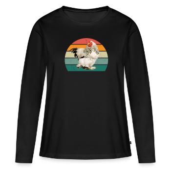Poule Coq Oeufs Oeufs Poussins Poulailler Stall Poulet Poulet - T-shirt manches longues Premium bio Femme - noir - Devant - Julia (174cm)
