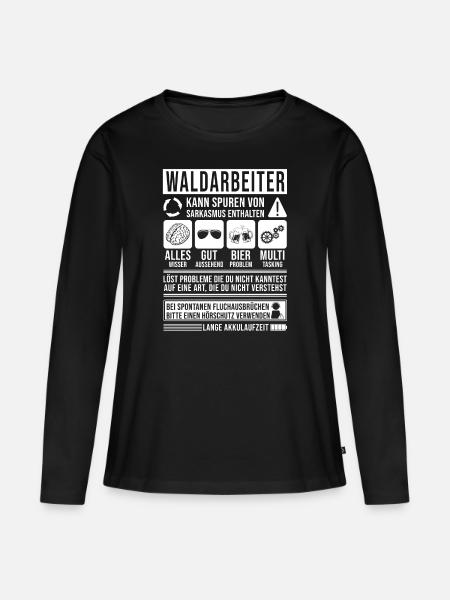 Waldarbeiter Spruch lustig - Frauen Premium Bio Langarmshirt - Schwarz