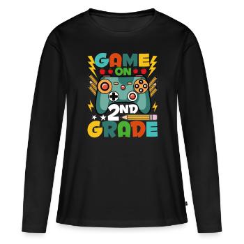 Jeu Sur Le 2ème Grade - T-shirt manches longues Premium bio Femme - noir - Devant - Julia (174cm)