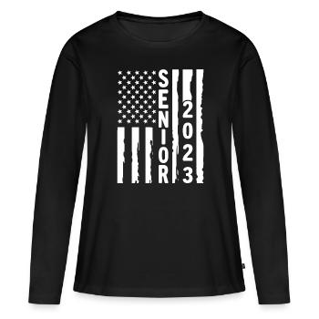 Senior 2023 - T-shirt manches longues Premium bio Femme - noir - Devant - Julia (174cm)