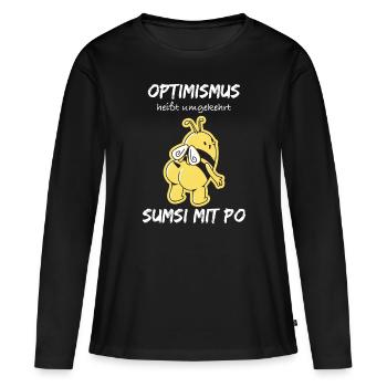 Optimismus sumsi mit po - Frauen Premium Bio Langarmshirt - Schwarz - Vorne - Julia (174cm)