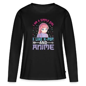 K-pop Coréen Musique Pop Cadeau Corée Musique - T-shirt manches longues Premium bio Femme - noir - Devant - Julia (174cm)