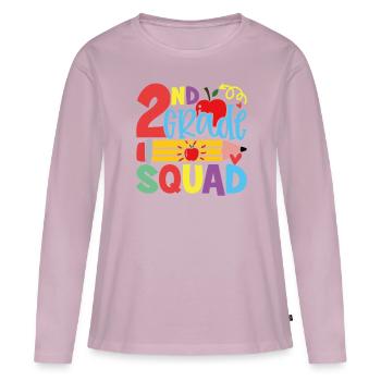 Équipe De 2e Année - T-shirt manches longues Premium bio Femme - rose poudré - Devant - Julia (174cm)