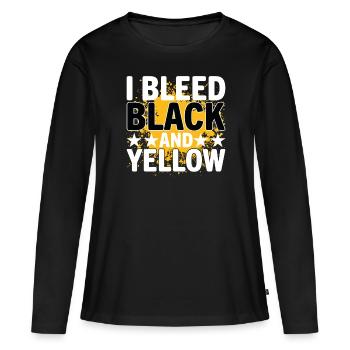I Bleed Black And Yellow Je Saigne Noir Et Jaune - T-shirt manches longues Premium bio Femme - noir - Devant - Julia (174cm)