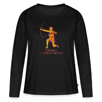 Déesse de la chasse - Diana - T-shirt manches longues Premium bio Femme - noir - Devant - Julia (174cm)