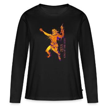Roi des Dieux - Zeus - T-shirt manches longues Premium bio Femme - noir - Devant - Julia (174cm)