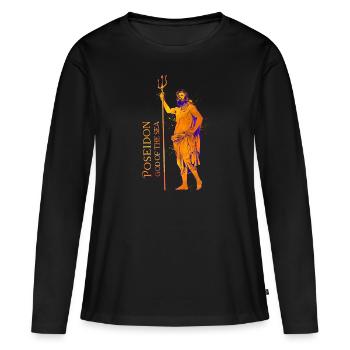 Dieu de la mer - Poséidon - T-shirt manches longues Premium bio Femme - noir - Devant - Julia (174cm)