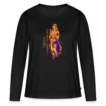 Déesse du troupeau - Vesta - T-shirt manches longues Premium bio Femme - noir - Devant - Julia (174cm)