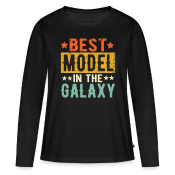 Meilleur modèle de cadeau de modèle - T-shirt manches longues Premium bio Femme - noir - Devant - Julia (174cm)