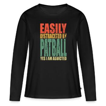 Patball dit drôle - T-shirt manches longues Premium bio Femme - noir - Devant - Julia (174cm)