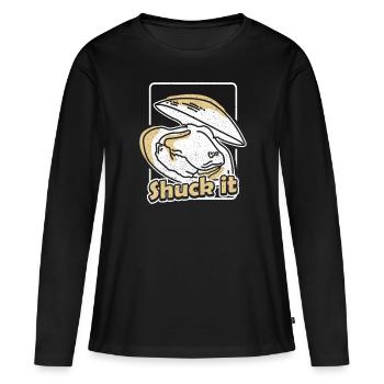 Écailler les huîtres - T-shirt manches longues Premium bio Femme - noir - Devant - Julia (174cm)