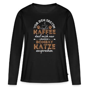 Café Bombay Cat - T-shirt manches longues Premium bio Femme - noir - Devant - Julia (174cm)