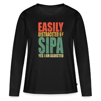 Sipan dit drôle - T-shirt manches longues Premium bio Femme - noir - Devant - Julia (174cm)