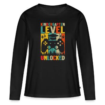 Niveau De La Maternelle Déverrouillé - T-shirt manches longues Premium bio Femme - noir - Devant - Julia (174cm)