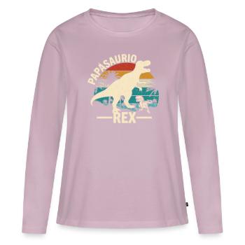 Papàsaurio Rex - T-shirt manches longues Premium bio Femme - rose poudré - Devant - Julia (174cm)