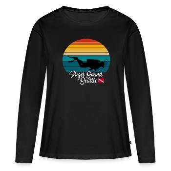 Puget Sound Seattle Plongée - T-shirt manches longues Premium bio Femme - noir - Devant - Julia (174cm)