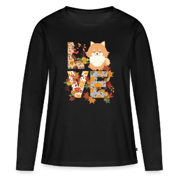 Zwergspitz Dog Autumn Gratitude Love - Women's Premium Organic Long Sleeve Shirt - black - Front - Julia (174cm)