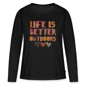 Wald Natur im Herbst Dankbarkeit Blätter - Frauen Premium Bio Langarmshirt - Schwarz - Vorne - Julia (174cm)