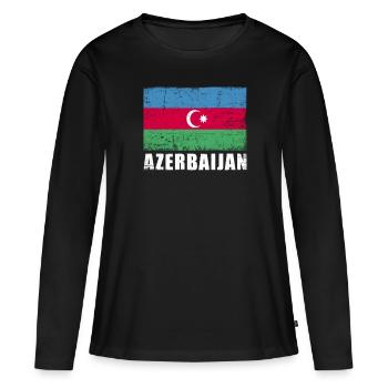 Drapeau de l’Azerbaïdjan Grunge Drapeau de l’Azerbaïdjan - T-shirt manches longues Premium bio Femme - noir - Devant - Julia (174cm)