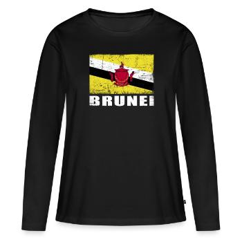 Brunei Flag Grunge Brunei Flag - T-shirt manches longues Premium bio Femme - noir - Devant - Julia (174cm)