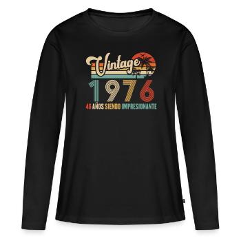 Anniversaire Vintage Idée Cadeau D Anniversaire 46 - T-shirt manches longues Premium bio Femme - noir - Devant - Julia (174cm)