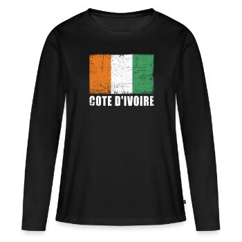 Drapeau de la Côte d’Ivoire - T-shirt manches longues Premium bio Femme - noir - Devant - Julia (174cm)