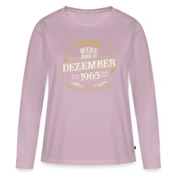 Décembre 1965 Anniversaire Homme - T-shirt manches longues Premium bio Femme - rose poudré - Devant - Julia (174cm)
