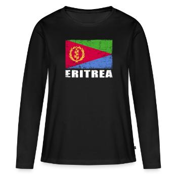 Eritrea Flagge Grunge Eritrea Fahne - Frauen Premium Bio Langarmshirt - Schwarz - Vorne - Julia (174cm)