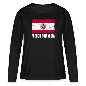 drapeau de la Polynésie Français - T-shirt manches longues Premium bio Femme - noir - Devant - Julia (174cm)