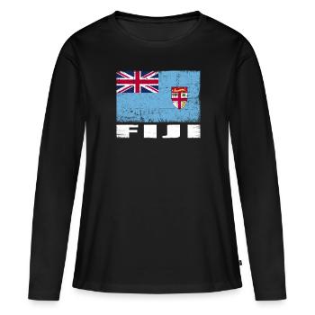 Drapeau des Fidji Grunge Drapeau des Fidji - T-shirt manches longues Premium bio Femme - noir - Devant - Julia (174cm)