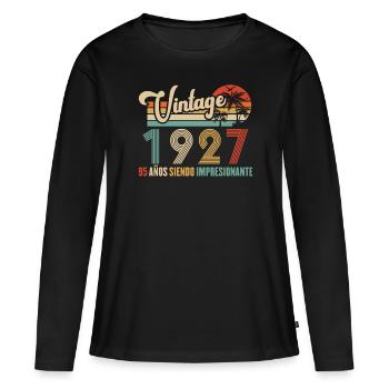 Anniversaire Vintage Idée Cadeau D Anniversaire 95 - T-shirt manches longues Premium bio Femme - noir - Devant - Julia (174cm)
