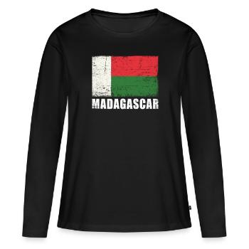 Madagascar Flag Grunge Madagascar Flag - T-shirt manches longues Premium bio Femme - noir - Devant - Julia (174cm)