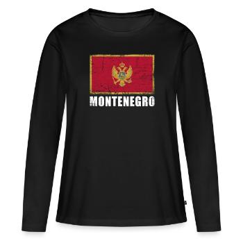 Montenegro Flag Grunge Montenegro Flag - Women's Premium Organic Long Sleeve Shirt - black - Front - Julia (174cm)