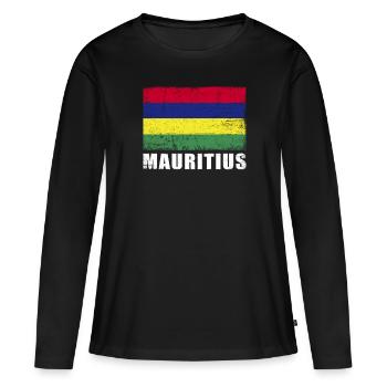 Mauritius Flag Grunge Mauritius Flag - Women's Premium Organic Long Sleeve Shirt - black - Front - Julia (174cm)